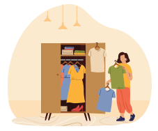 Rethink before buying new clothes. (Each adult clothing generates around 8 kg CO<sub>2</sub>-e)