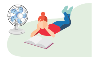 Wear light, open the windows and use fans instead of air conditioners.